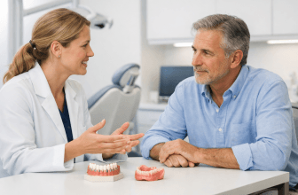 Dental consultation about All-on-4 implants and complete dentures