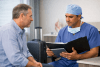 Patient discussing post-bariatric surgery care with a clinician