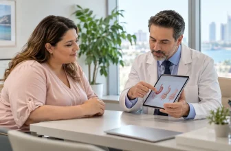 Adult patient discussing bariatric treatment options with a physician
