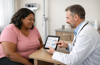 Patient discussing bariatric surgery eligibility with a doctor