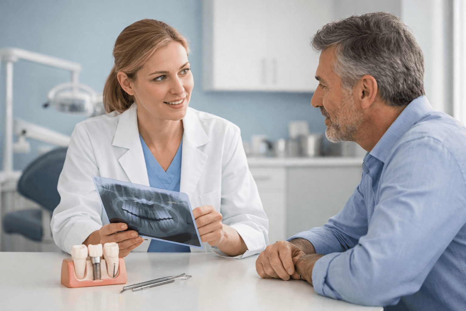 Dental implant consultation with a patient who smokes