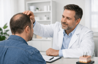 Hair restoration consultation discussing transplant planning