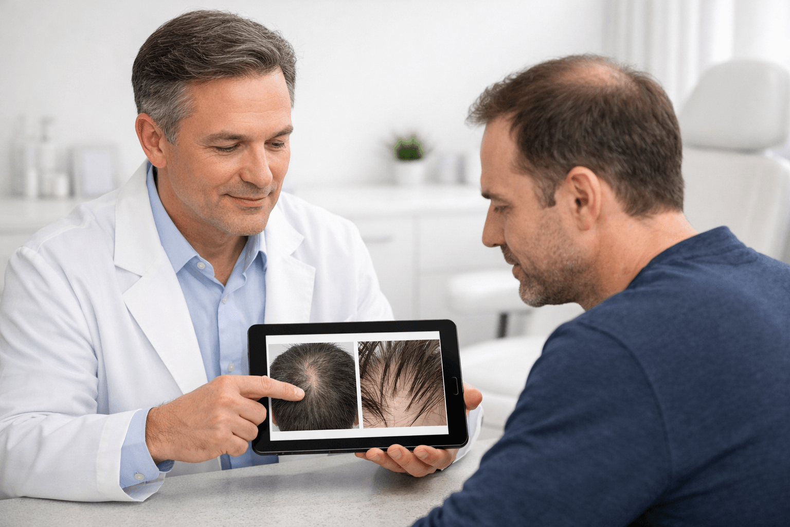 Hair restoration consultation about FUE and FUT options