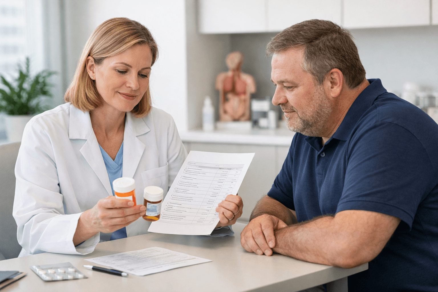 Clinician reviewing medicines with a bariatric surgery patient