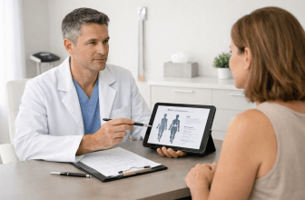 Plastic surgery consultation discussing BMI and preoperative assessment