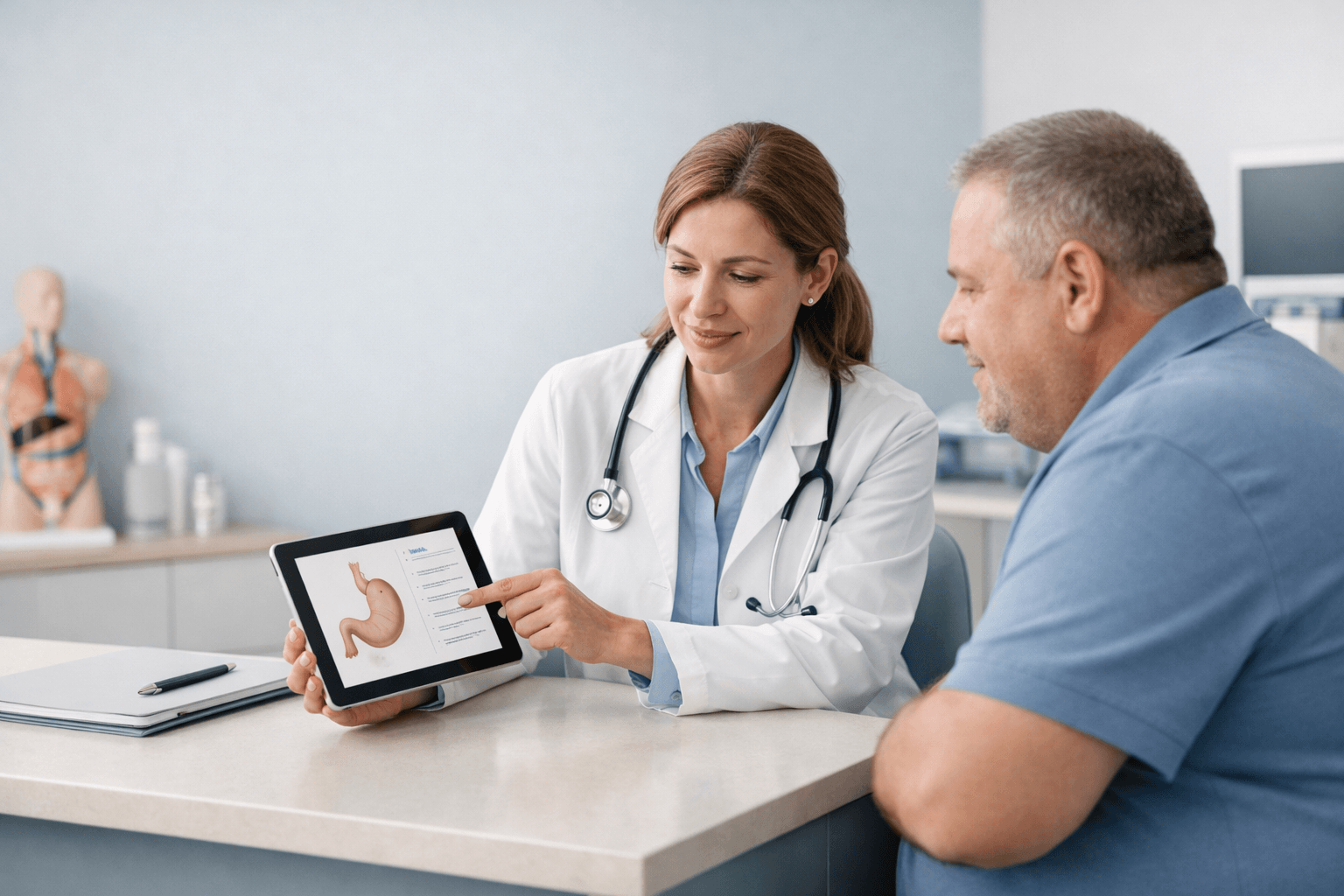 Bariatric specialist discussing treatment options with a patient